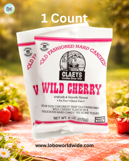 Claey's Hard Candy Drops Wild Cherry 6oz Bag