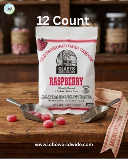 Claeys Hard Candy Drops Raspberry 6oz Bag