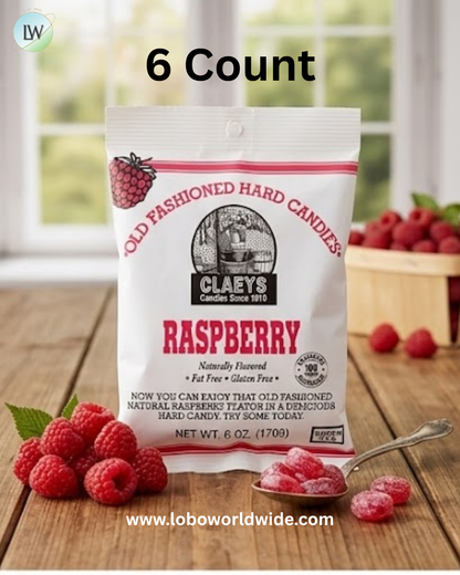 Claeys Hard Candy Drops Raspberry 6oz Bag