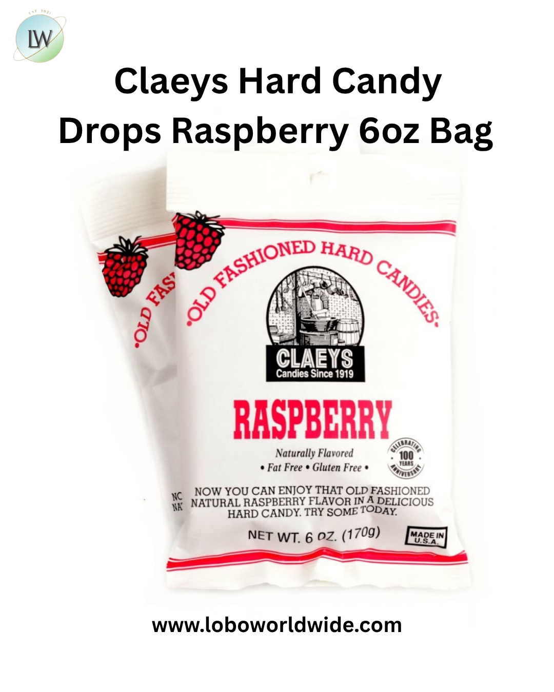 Claeys Hard Candy Drops Raspberry 6oz Bag