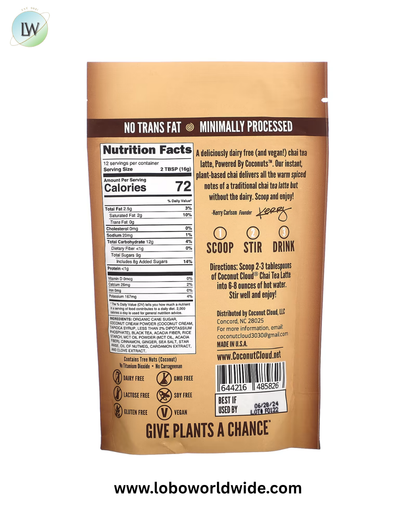 Coconut Cloud, Vegan Chai Tea Latte , 7 oz (198 g)