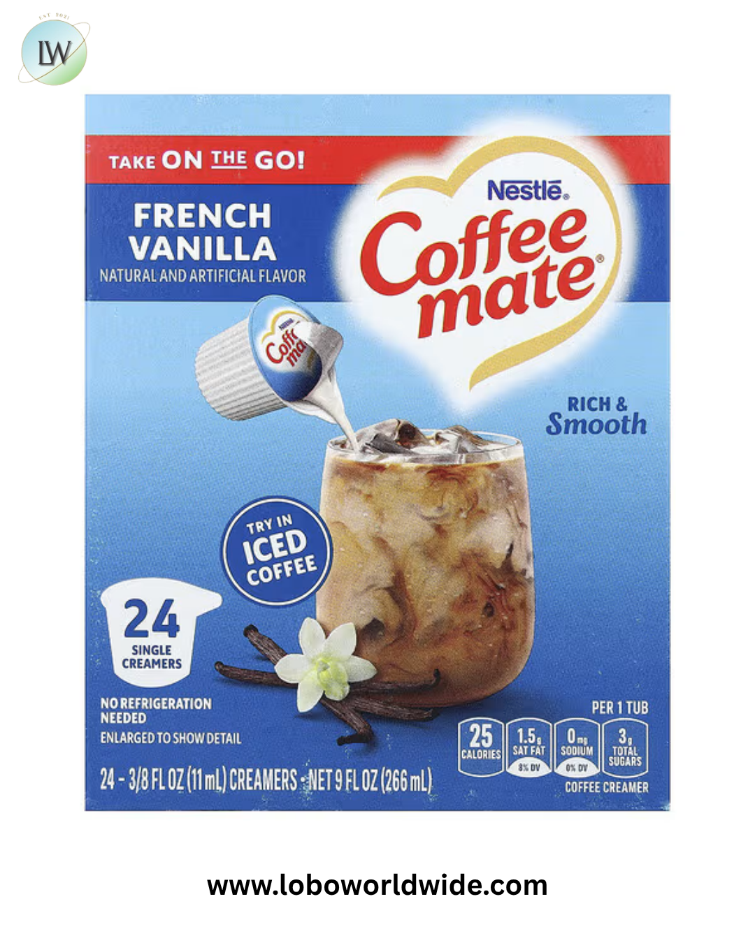 Coffee Mate, Liquid Coffee Creamer, 24 Creamers, 3/8 fl oz (11ml) Each