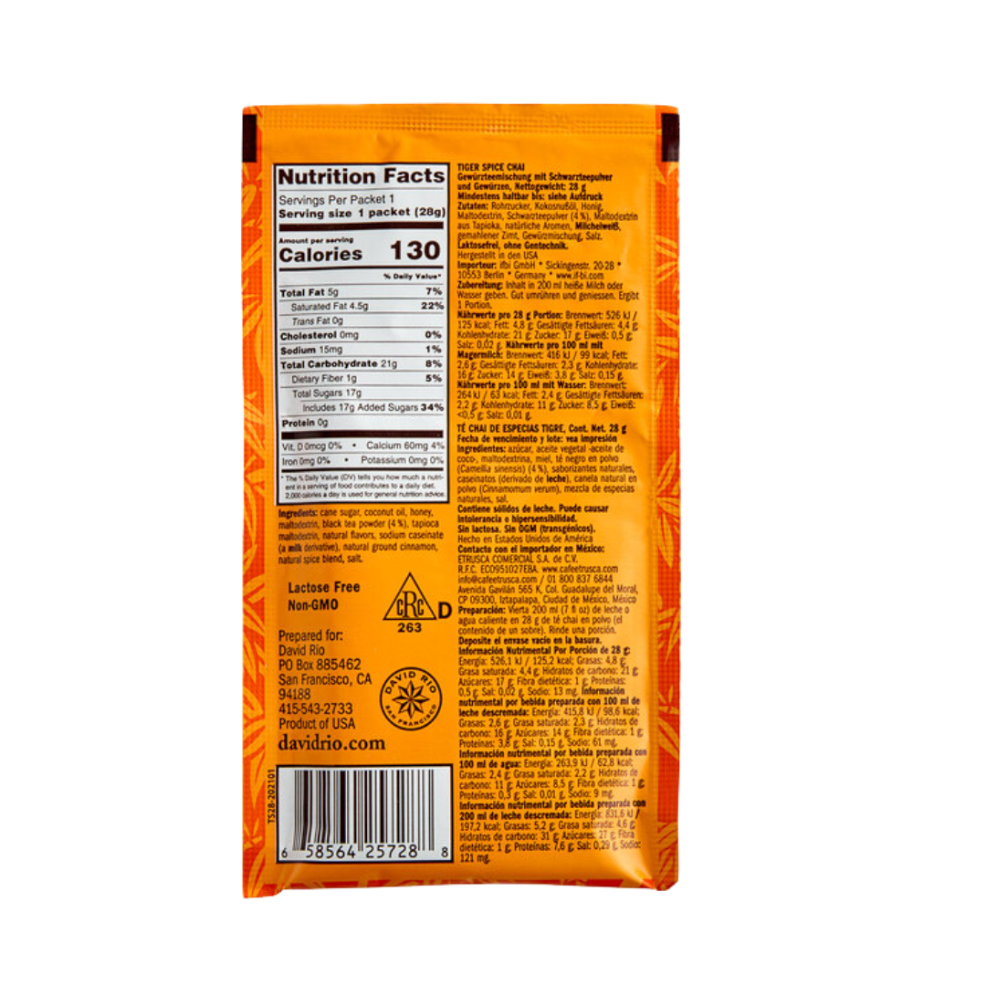 David Rio Tiger Spice Chai™ Tea Latte Single Serve Packets - 12/Box