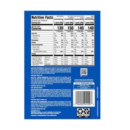 Nabisco Classic Mix Variety Pack, OREO, CHIPS AHOY!, Nutter Butter, RITZ Bits Cheese, 20 Snack Packs