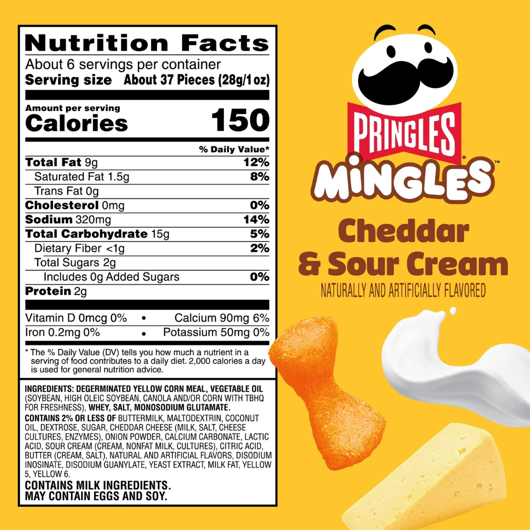 Pringles Mingles Cheddar and Sour Cream Puffed Snacks, Cheese Puffs, 5.5 oz