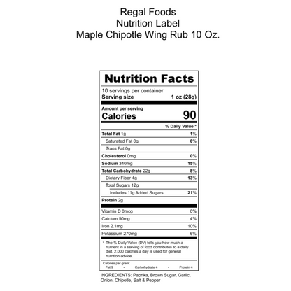 Regal Maple Chipotle Wing Rub 10 oz.