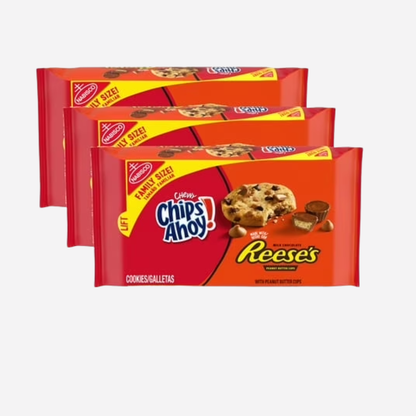 3 pack) CHIPS AHOY! Chewy Chocolate Chip Cookies with Reese's Peanut Butter Cups, Family Size, 14.25 oz