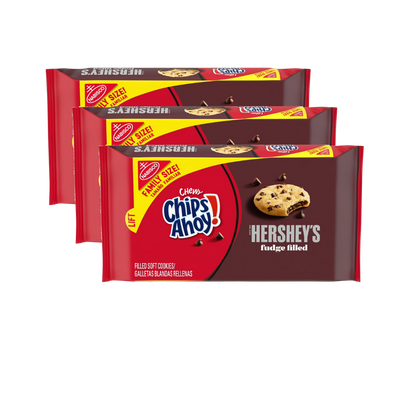 (3 pack) CHIPS AHOY! Chewy Hershey's Fudge Filled Soft Cookies, Family Size, 14.85 oz