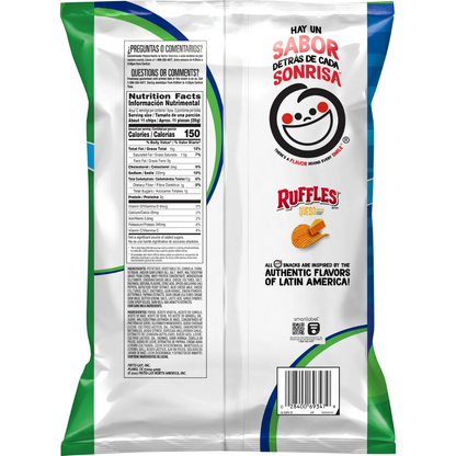 Ruffles Potato Chips, Queso, 12.5 oz Bag