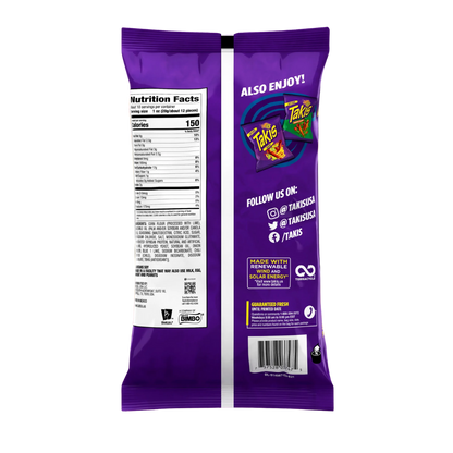 Takis Blue Heat 9.9 oz Sharing Size Bag, Hot Chili Pepper Rolled Tortilla Chips