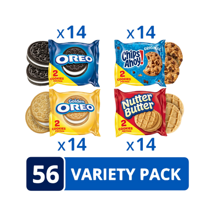 OREO Original, OREO Golden, CHIPS AHOY! & Nutter Butter Cookie Variety Pack, 56 ct Snack Packs