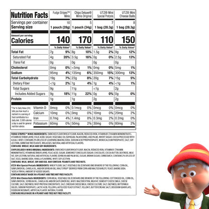 Keebler Sweet & Salty Variety Pack, 30-Count Box, Includes Keebler Chips Deluxe, Fudge Stripes, Utz mini Pretzels and Cheese Balls, 31 oz