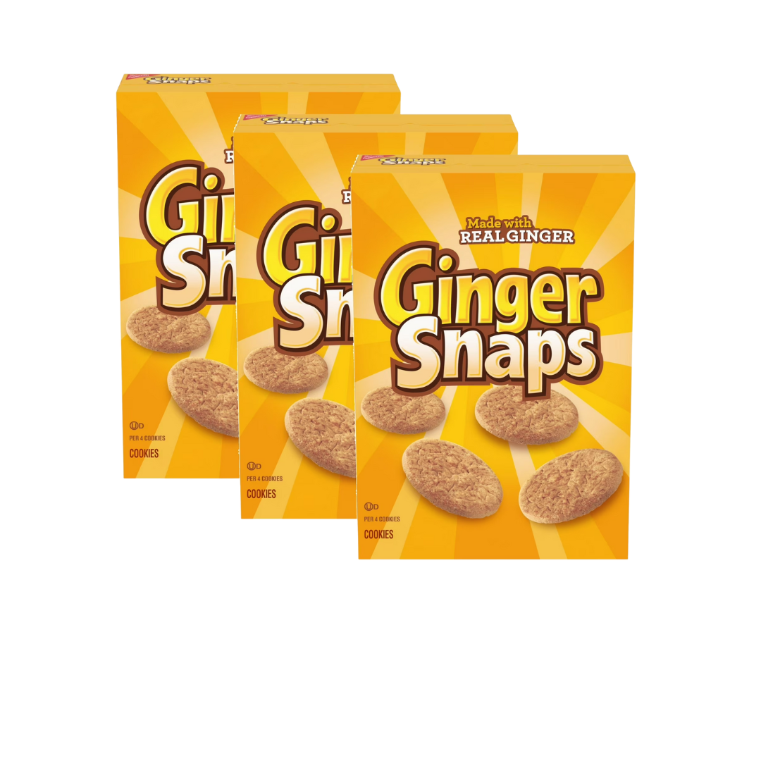 (3 pack) Ginger Snaps Cookies, Ginger Cookies, 16 oz