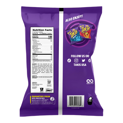 Takis Fuego 17 oz Fiesta Size Bag, Hot Chili Pepper & Lime Rolled Tortilla Chips