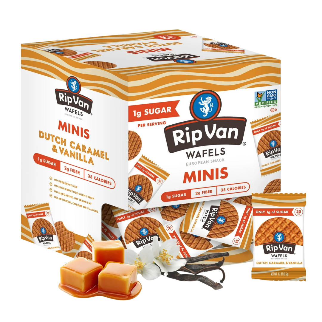 Rip Van Mini Wafels Cookies & Cream, Low Carb ,Baked , Non-GMO, Low Sugar (1g), Keto, 32 Pack