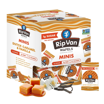 Rip Van Mini Wafels Cookies & Cream, Low Carb ,Baked , Non-GMO, Low Sugar (1g), Keto, 32 Pack