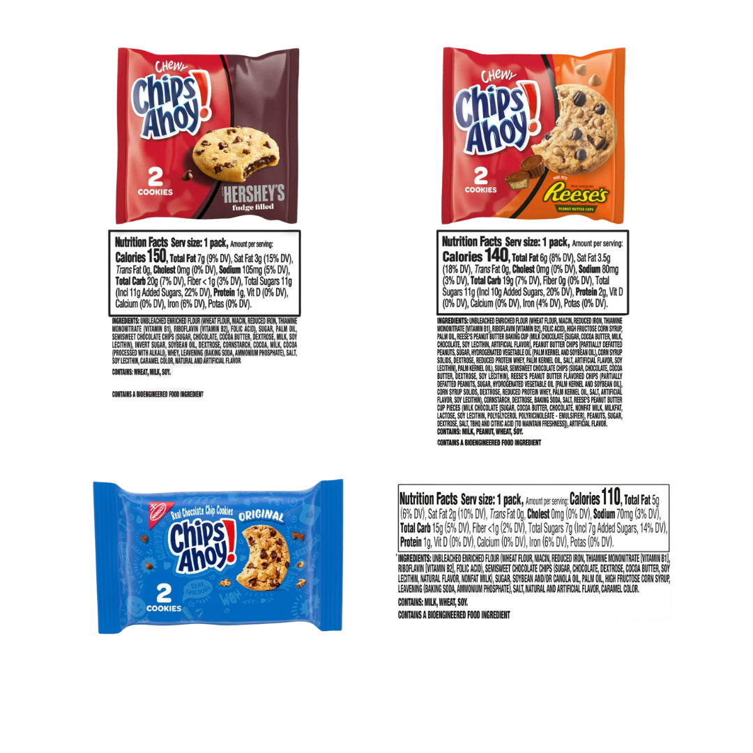 CHIPS AHOY! Cookie Variety Pack, 3 Flavors, 50 Snack Packs (2 Cookies Per Pack)