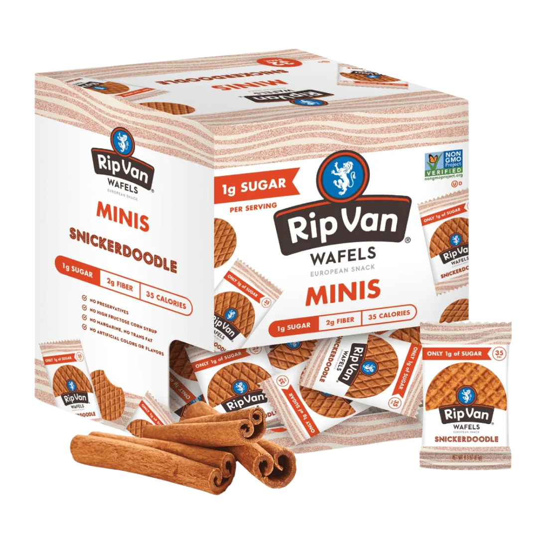 Rip Van Mini Wafels Cookies & Cream, Low Carb ,Baked , Non-GMO, Low Sugar (1g), Keto, 32 Pack