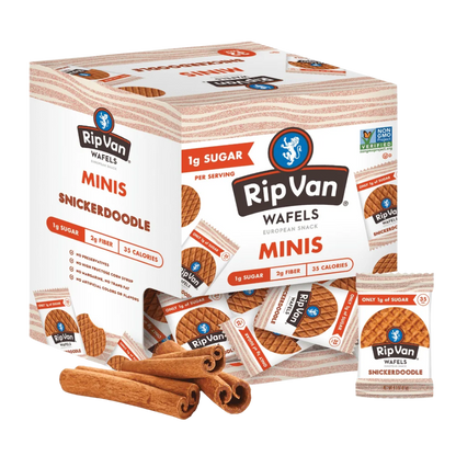 Rip Van Mini Wafels Cookies & Cream, Low Carb ,Baked , Non-GMO, Low Sugar (1g), Keto, 32 Pack