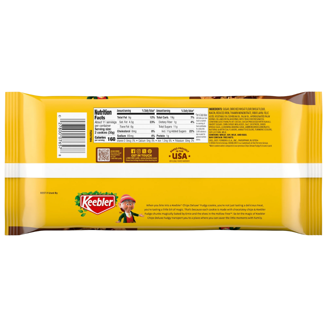 Keebler Chips Deluxe Fudgy Chocolate Chip Cookies with Chunks of Keebler Fudge 11.2 oz