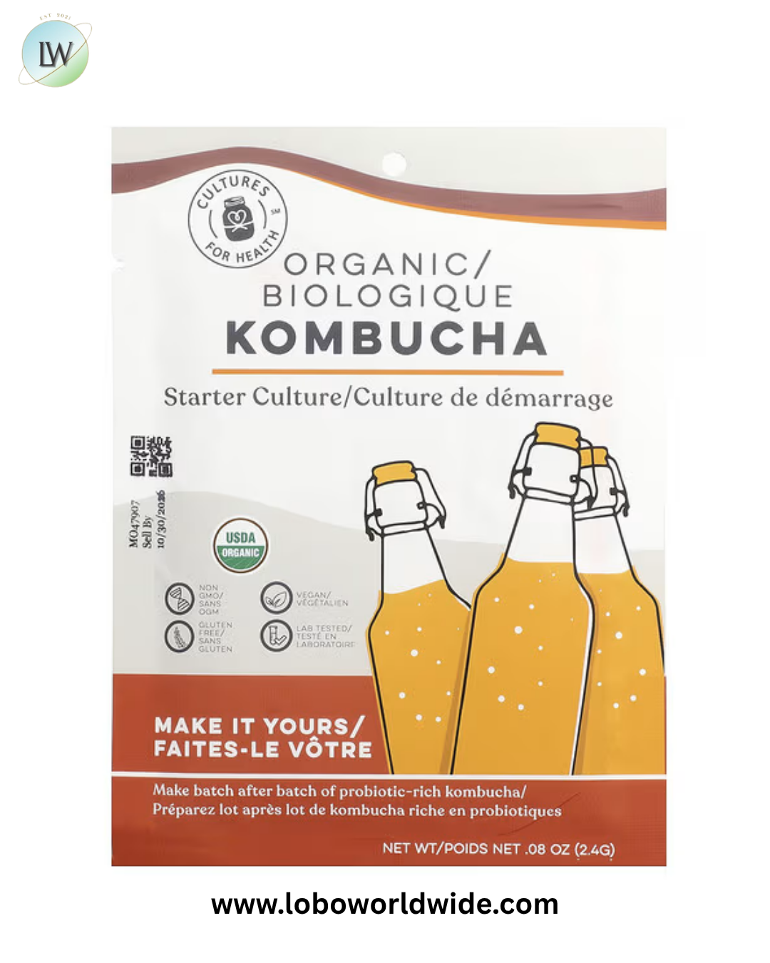 Cultures for Health, Organic Kombucha, 0.08 oz (2.4 g)