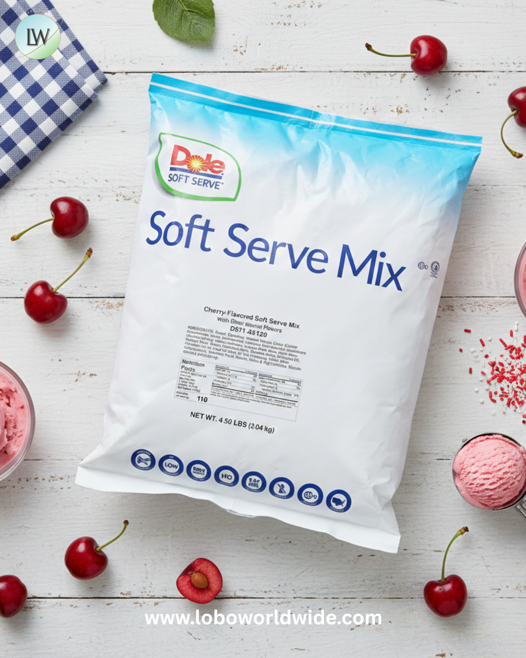 Dole Cherry Soft Serve Mix 4.5 lbs - 4 pack