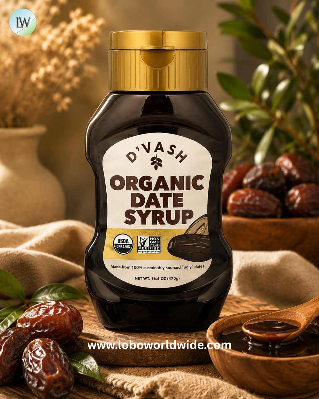 D'vash Organics, Organic Date Syrup, 16.6 oz (470 g)