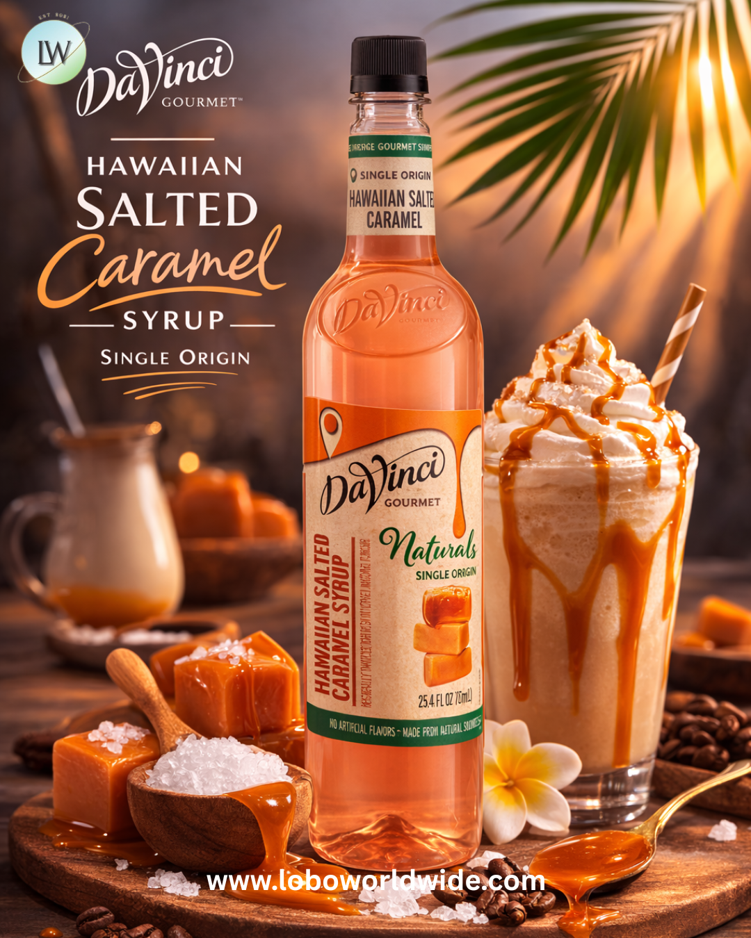 DaVinci Gourmet All-Natural Hawaiian Salted Caramel Flavoring Syrup 750 mL