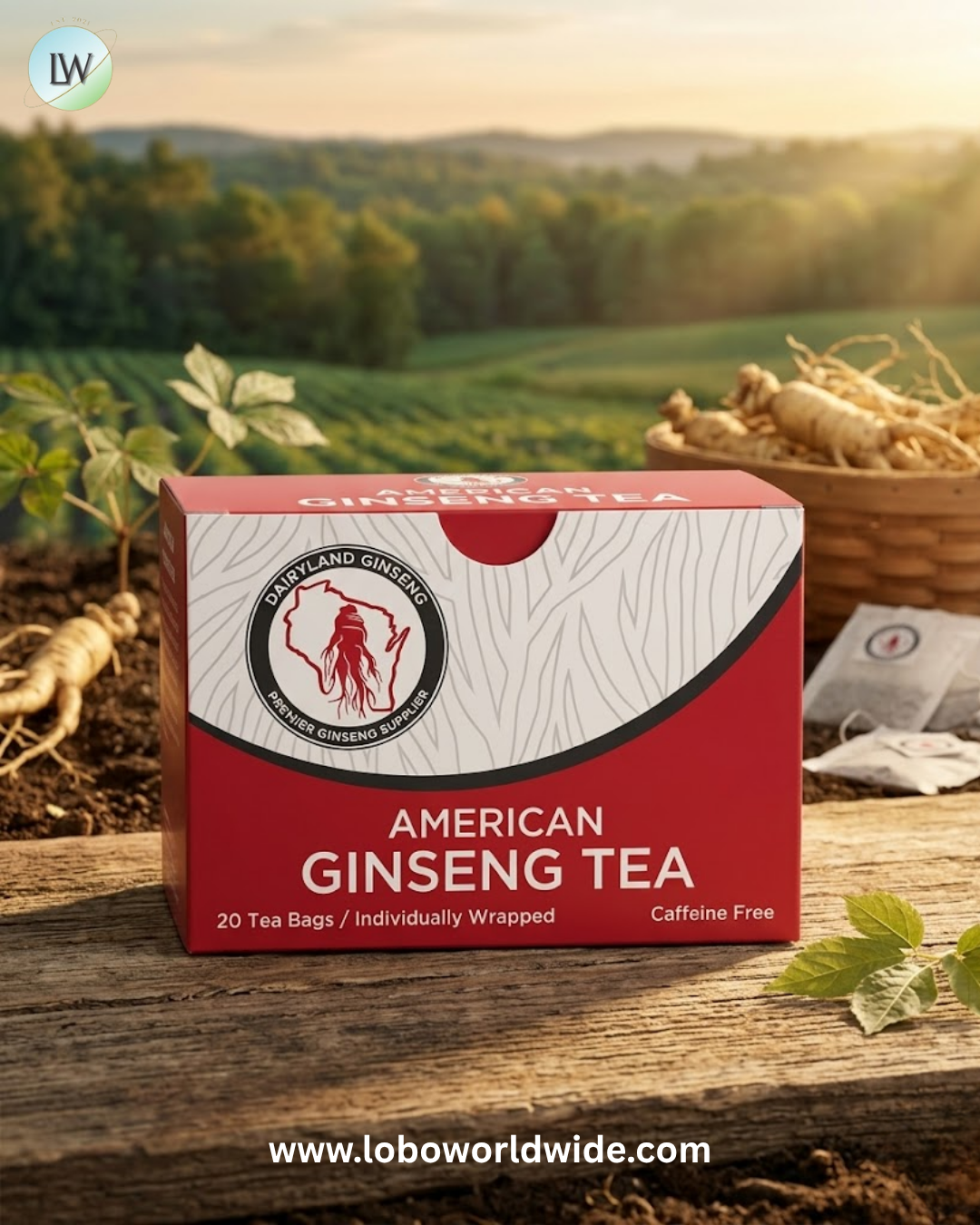Dairyland Ginseng, American Ginseng Tea, Caffeine Free , 20 Tea Bags