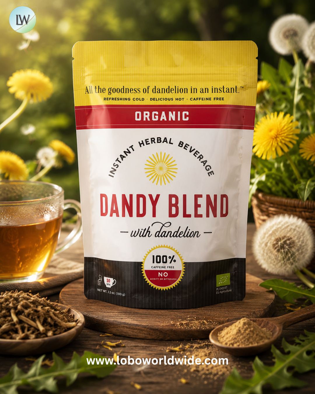 Dandy Blend, Organic Instant Herbal Beverage with Dandelion, Caffeine Free, 3.53 oz (100 g)