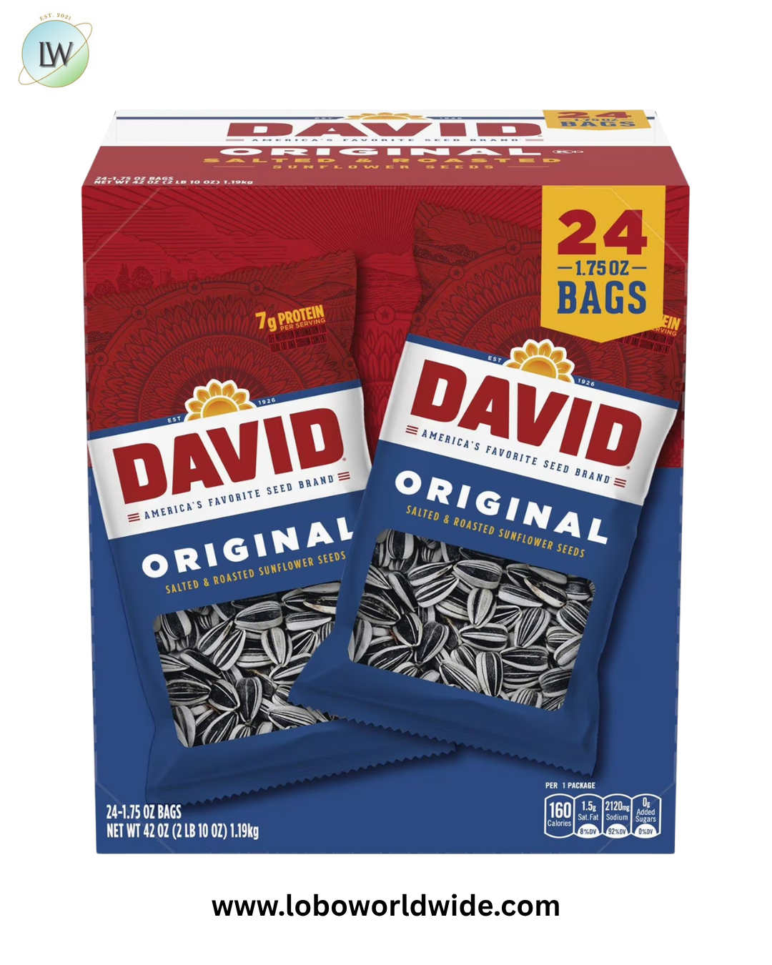 David Original Sunflower Seeds, 1.75 oz., 24 pk.