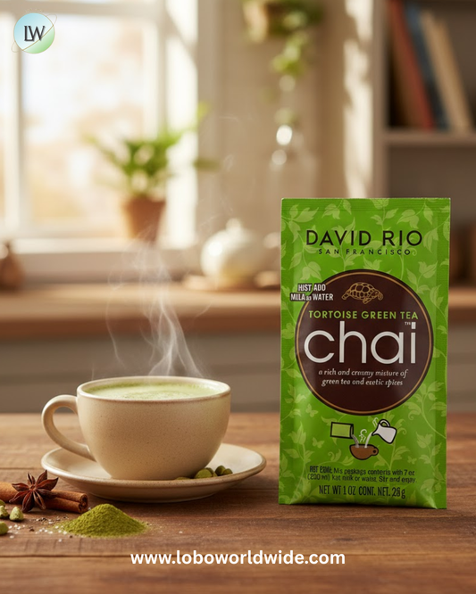David Rio Tortoise Green Tea Chai Tea Latte Single Serve Packets - 12/Box