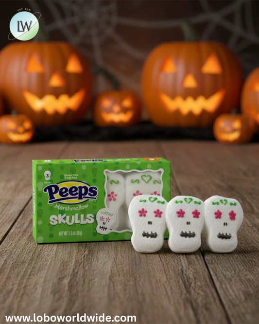 Day of the Dead and Halloween Peeps - Pack of 3 - Skulls - 1.5 oz. 3ct