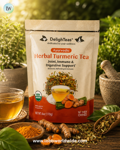 DelighTeas, Ayurvedic Herbal Turmeric Tea, Caffeine Free, 6 oz (170 g)