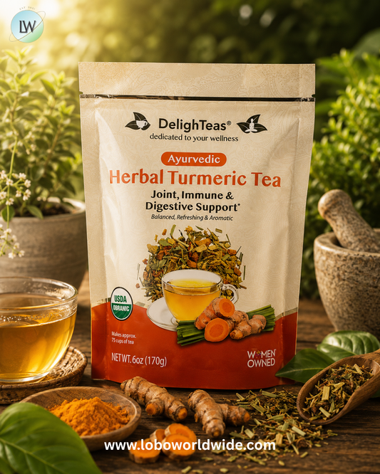 DelighTeas, Ayurvedic Herbal Turmeric Tea, Caffeine Free, 6 oz (170 g)