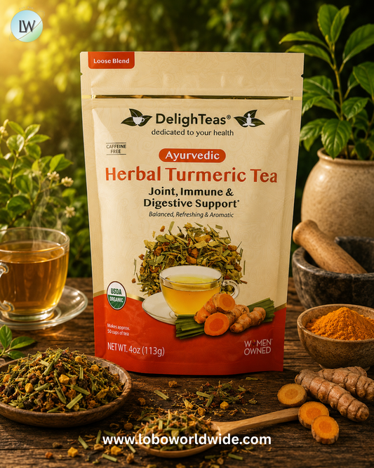 DelighTeas, Ayurvedic Herbal Turmeric Tea, Loose Blend, Caffeine Free , 4 oz (113 g)