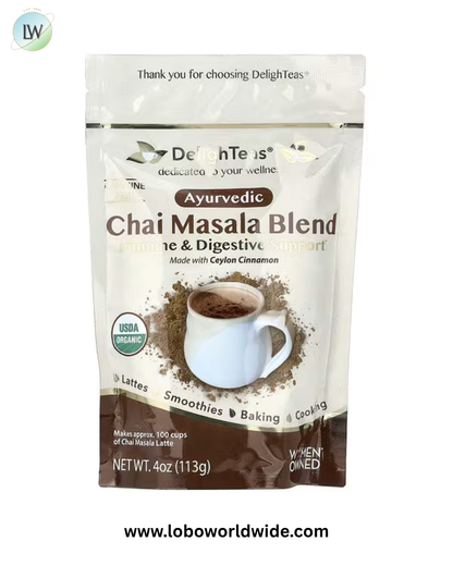 DelighTeas, Ayurvedic Masala Chai Blend, Caffeine Free, 4 oz (113 g)