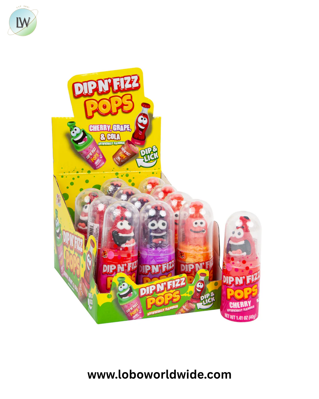 Dip n’ Fizz Pops Lollipops Tubes - 12ct