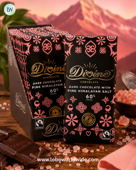 Divine 68% Dark Chocolate With Pink Himalayan Salt 3oz Bar - 12ct