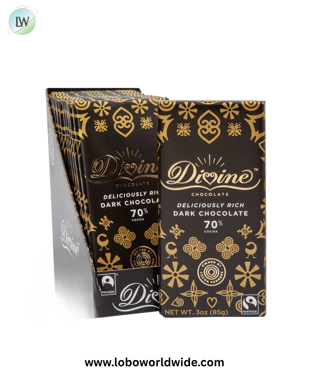 Divine 70% Dark Chocolate Bar - 12ct