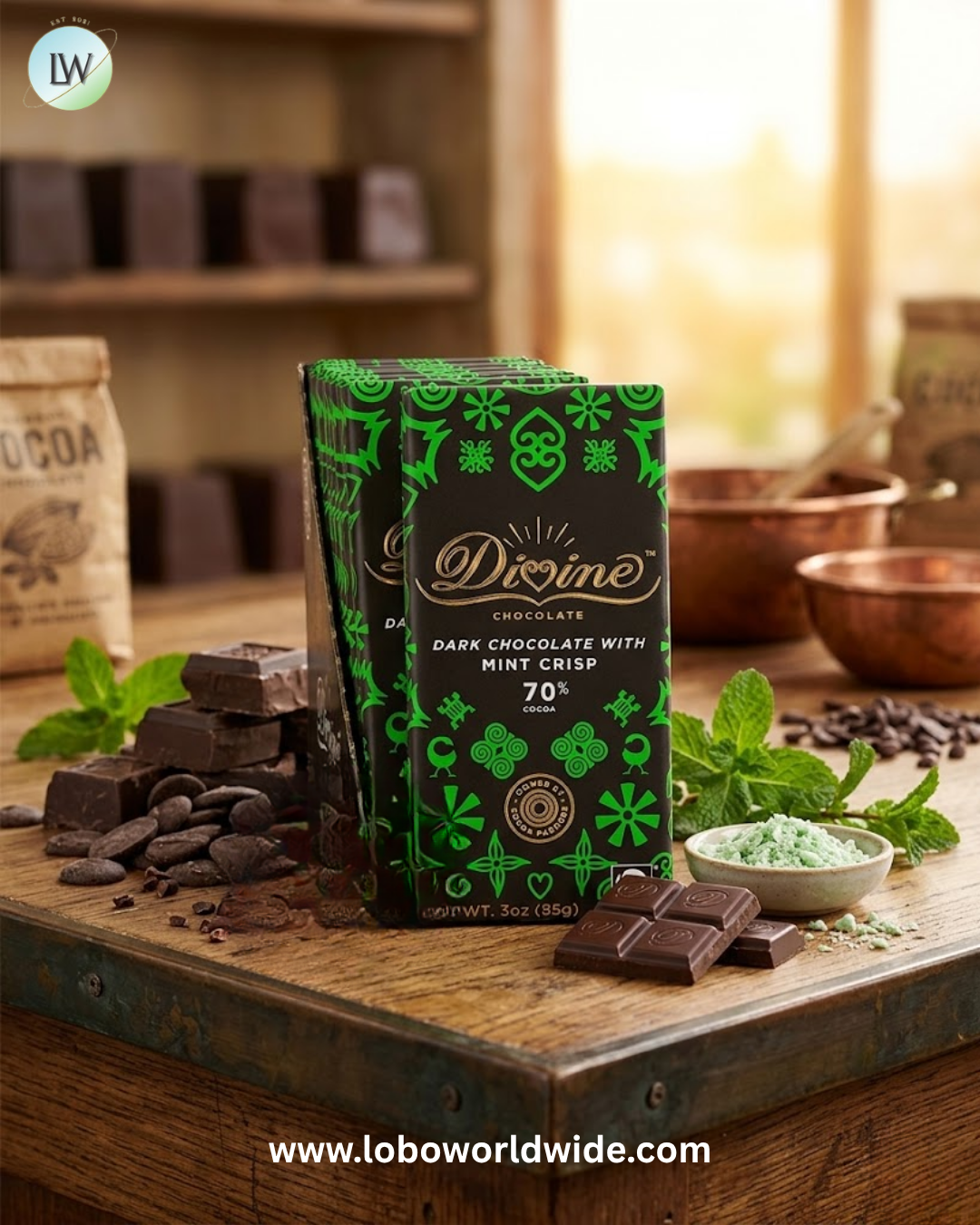 Divine 70% Dark Chocolate Bar - 12ct