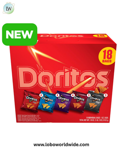 Doritos Tortilla Chips 5 Flavor Variety Pack Snack Chips, 1 oz Bags, 18 Count