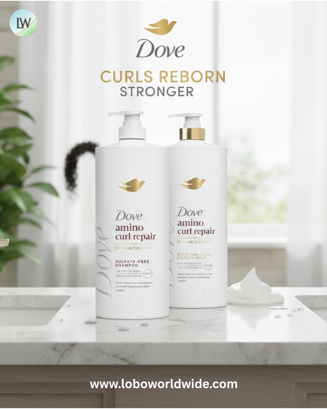 Dove Amino Curls Shampoo and Conditioner, 33.8 fl. oz., 2 pk.