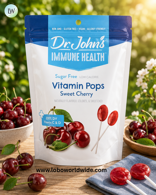 Dr. John's Healthy Sweets, Immune Health™, Vitamin Pops, Sweet Cherry, 14 Individually Wrapped Lollipops, 3.85 oz (109 g)