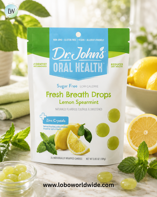Dr. John's Healthy Sweets, Oral Health™, Fresh Breath Drops, + Zinc Crystals, Lemon Spearmint, Sugar Free, 24 Individually Wrapped Candies, 3.85 oz (109 g)