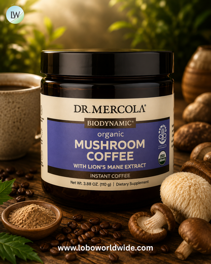 Dr. Mercola, Organic Mushroom Coffee with Lion's Mane Extract, Instant , 3.88 oz (110 g)