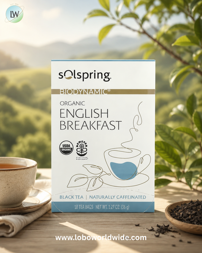 Dr. Mercola, Solspring®, Biodynamic®, Organic Black Tea, English Breakfast, 18 Tea Bags, 1.27 oz (36 g)