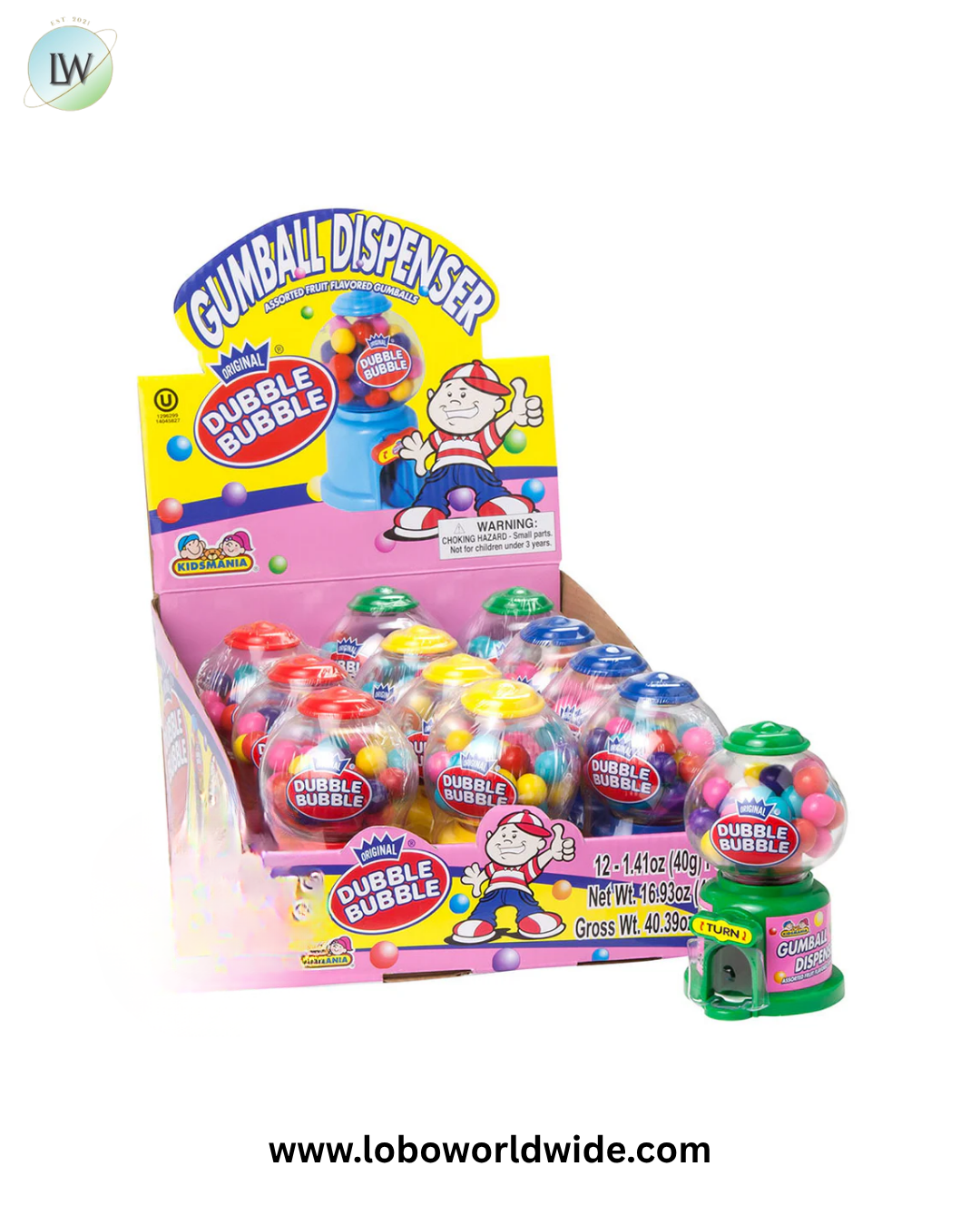 Dubble Bubble Gumball Machine Dispensers - 12ct