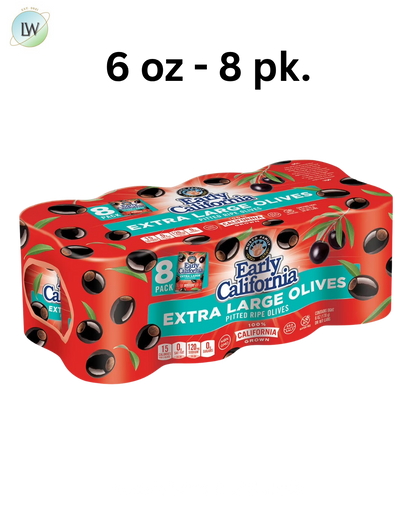 Early California Extra-Large Pitted Olives, 6 oz., 8 pk.