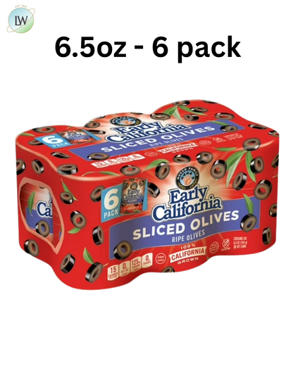 Early California Sliced Olives, 6.5 oz., 6 pk.
